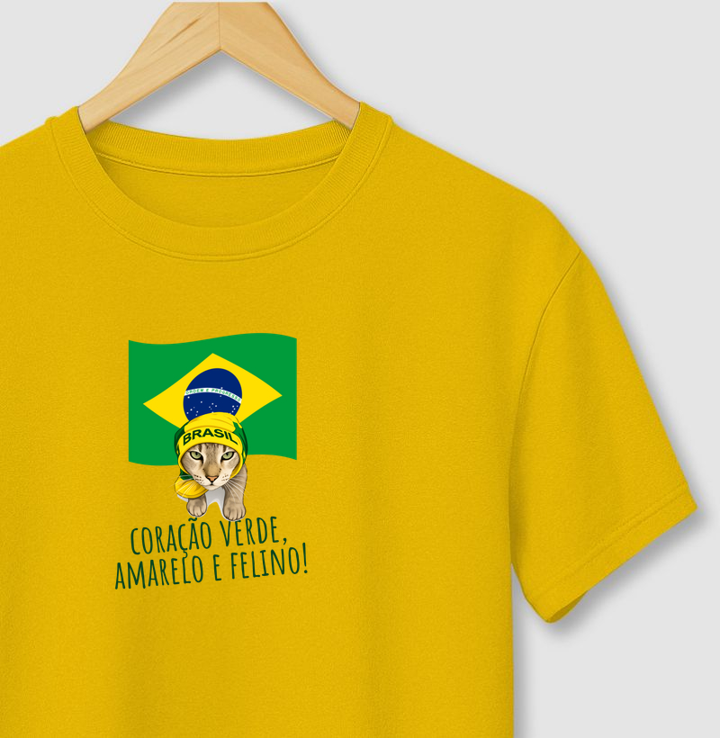 Coração verde, amarelo e felino