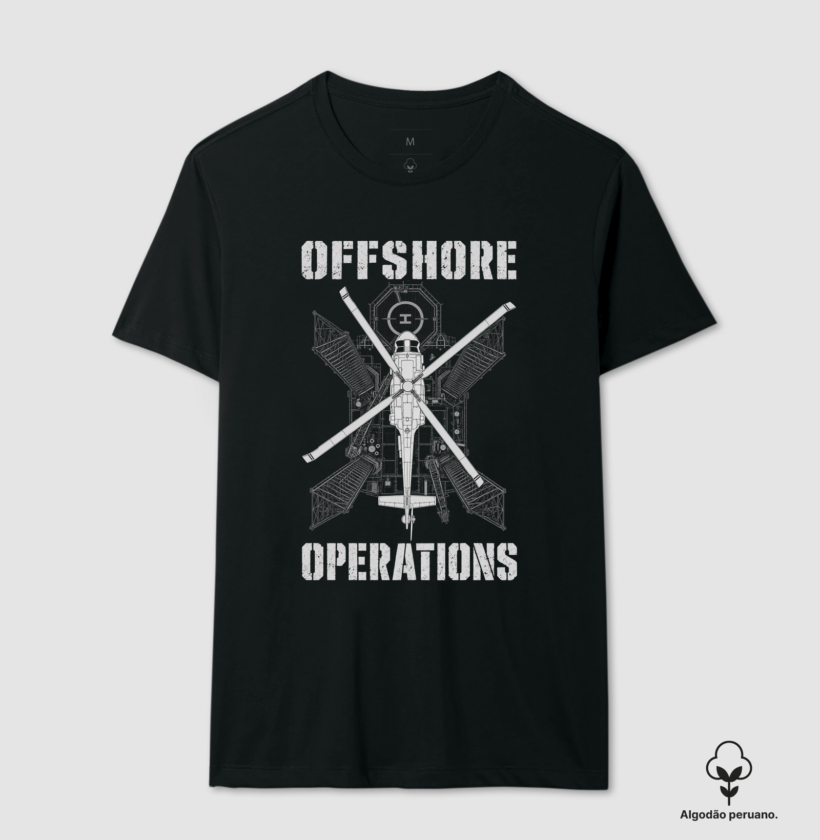 Offshore Operations Helideck 2 - Camiseta Algodão Peruano