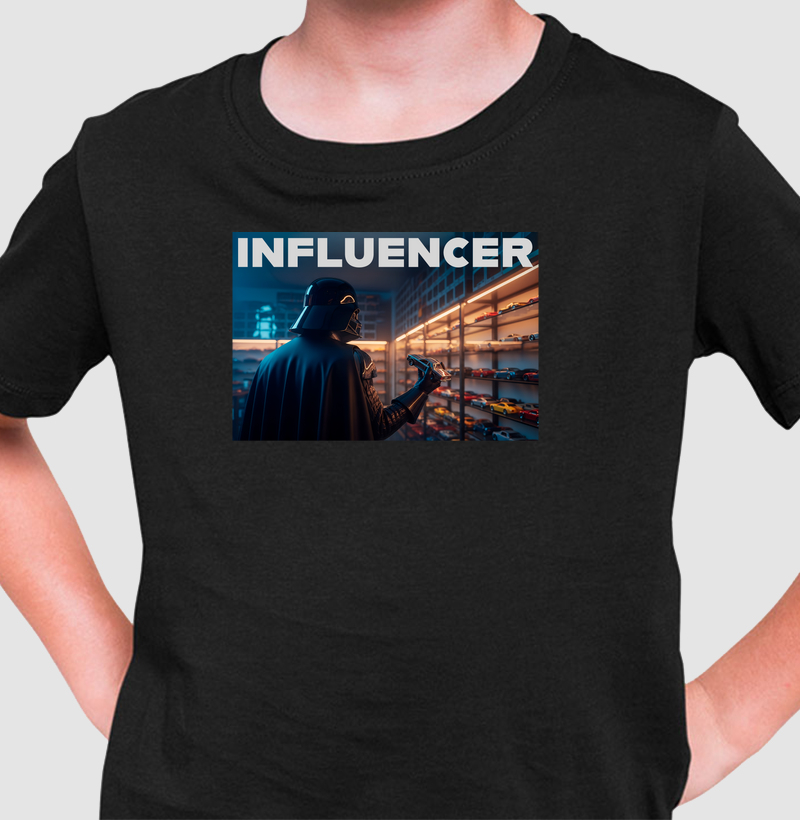 Camiseta infantil influencer Dark Side Collector – edição lendária e limitada