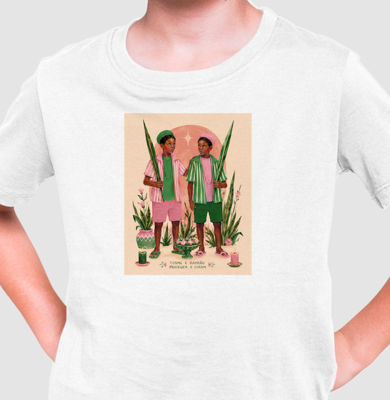 Cosme e Damião protegem e curam - Camiseta Infantil