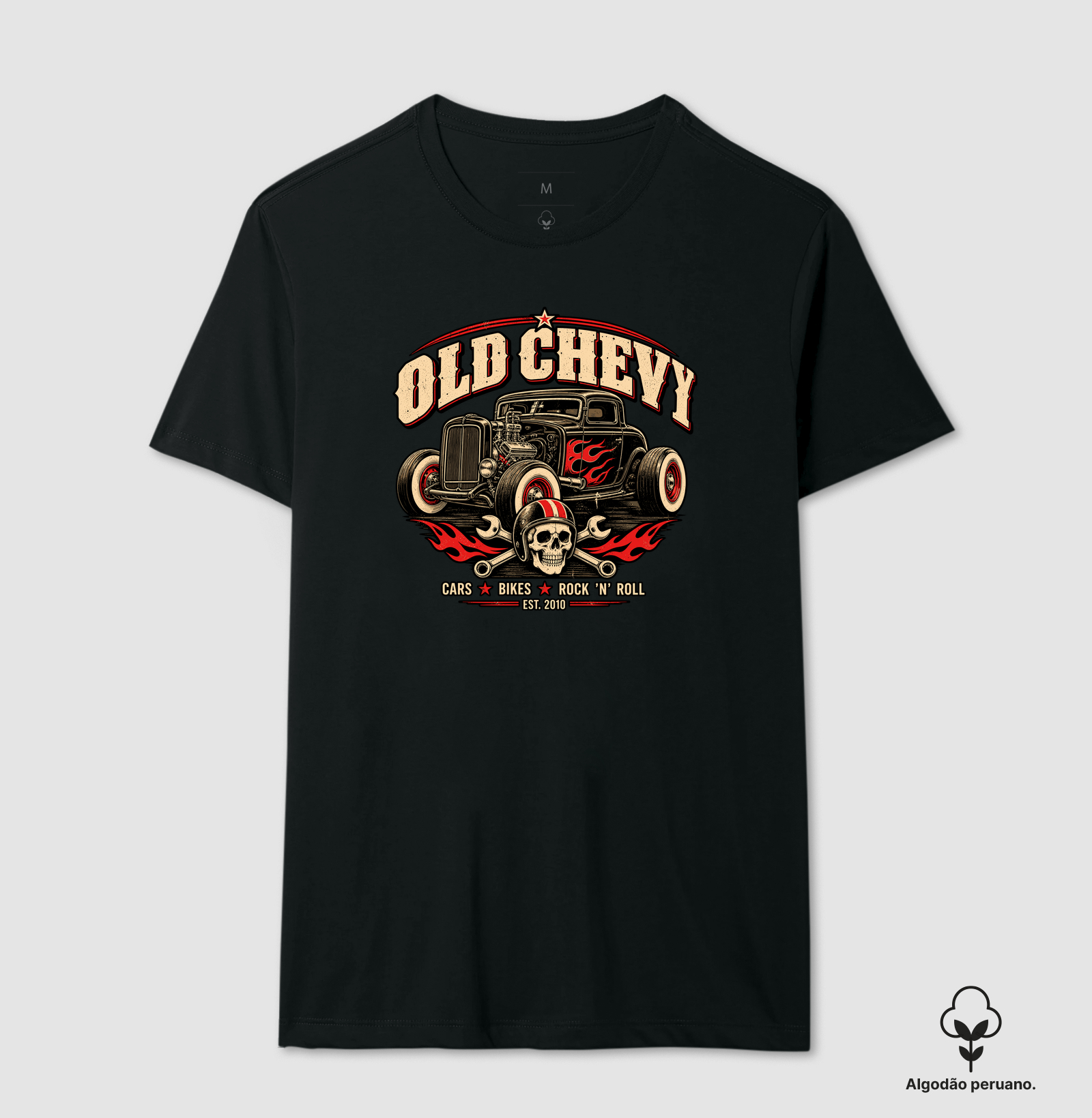 Hot Rod Reaper | Road Rebels - Old Chevy - Camiseta Algodão Peruano