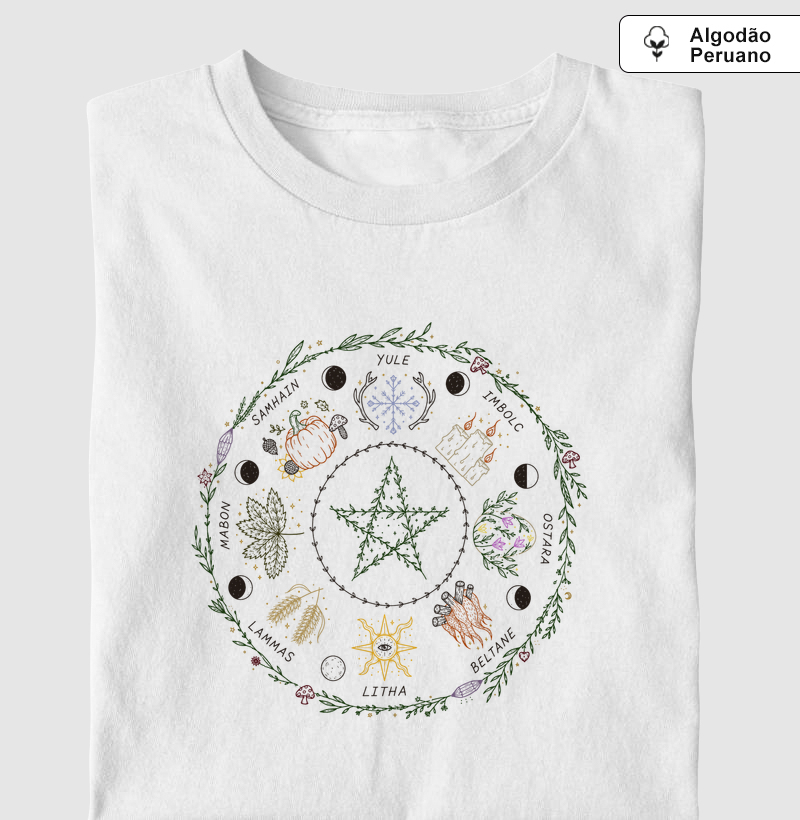 Roda do Ano Cores - Camiseta Algodão Peruano