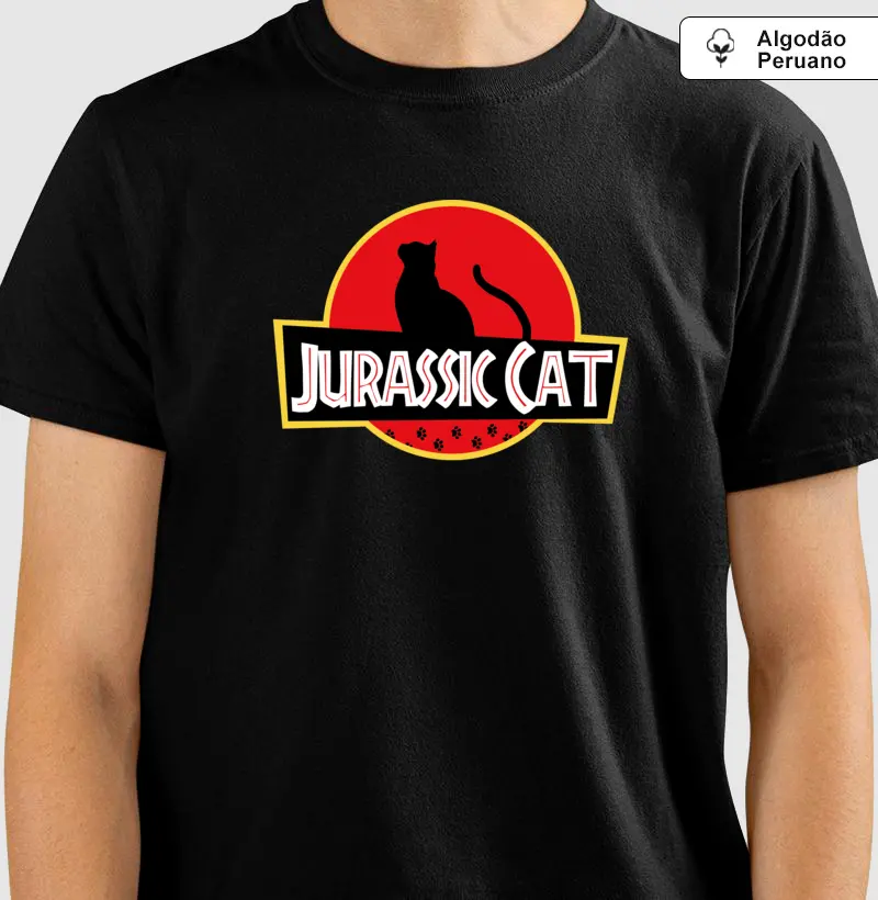 Camiseta Algodão Peruano Jurassic Cat