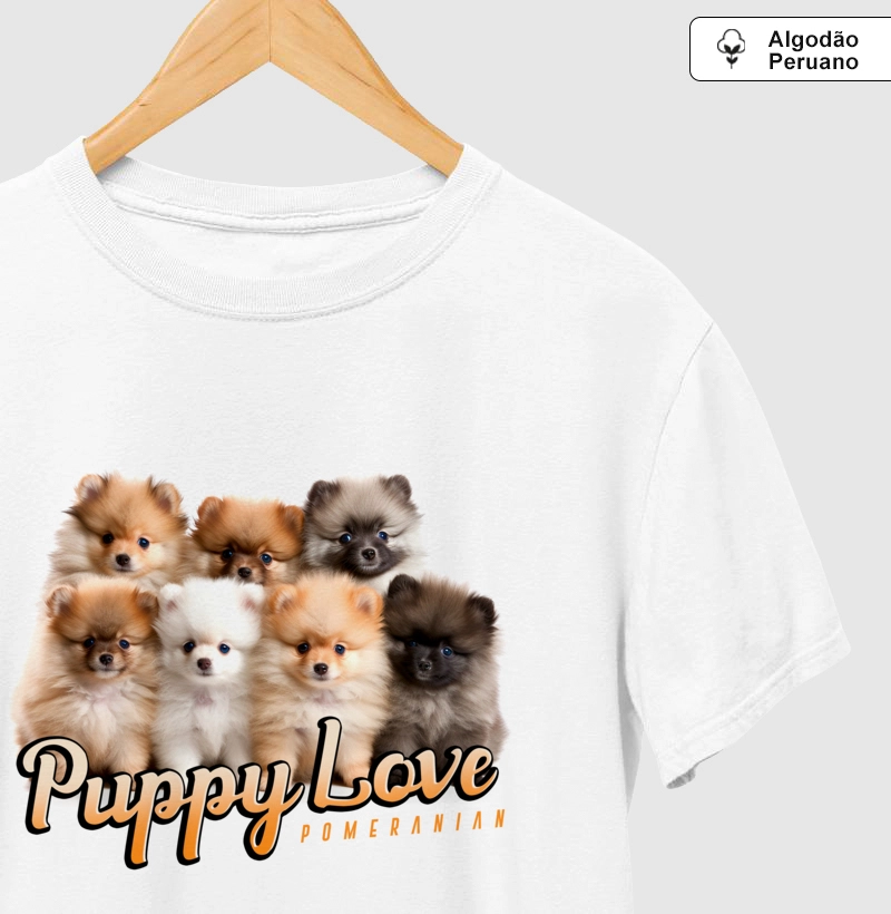 Camiseta Algodão Peruano Pomerania Puppy Love 02