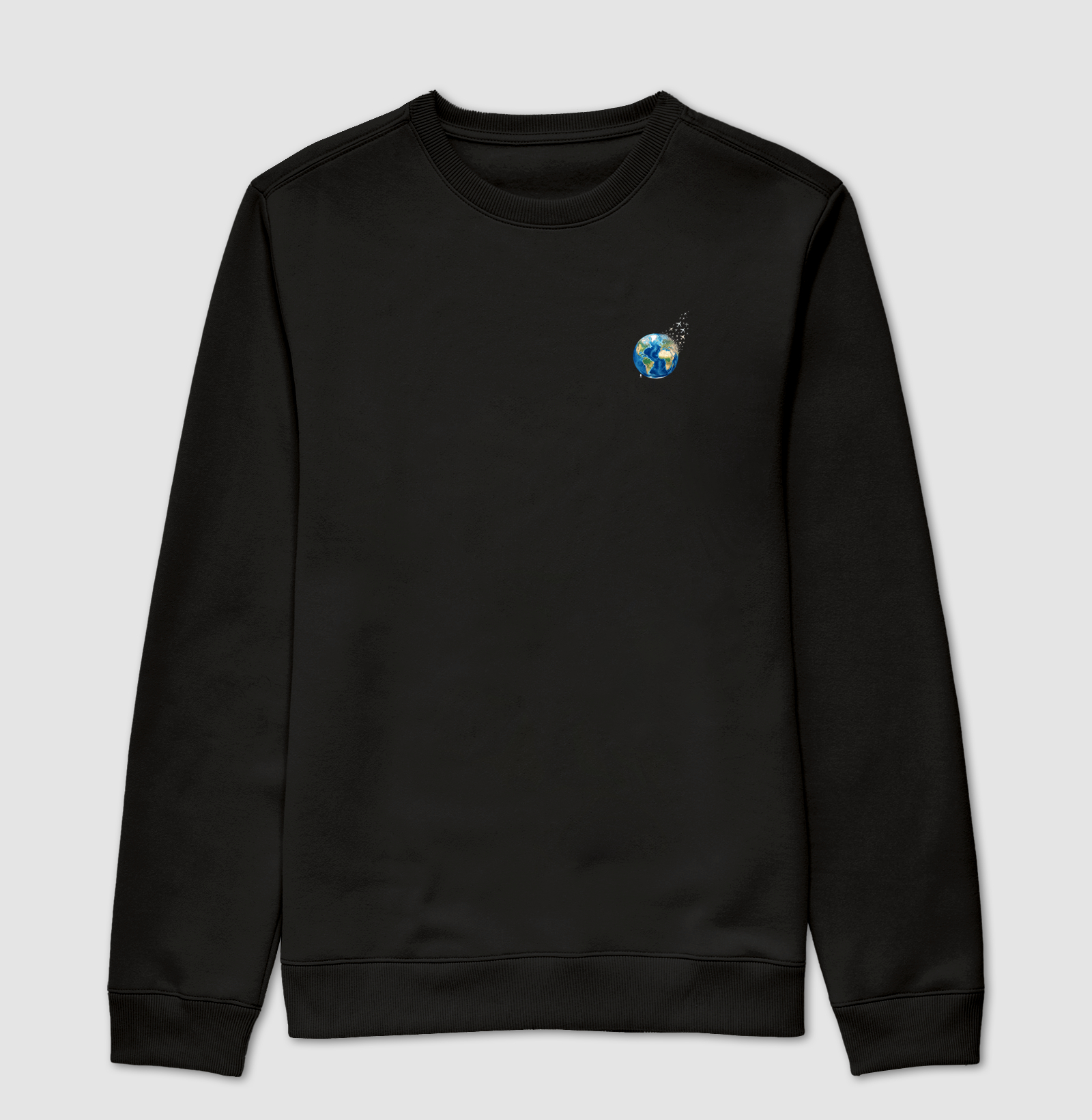 Camiseta Globo Terrestre Avioes Dispersos Bolso | Arte 3D Viagem Mundo Pocket | Colecao Viciados em Viagem
