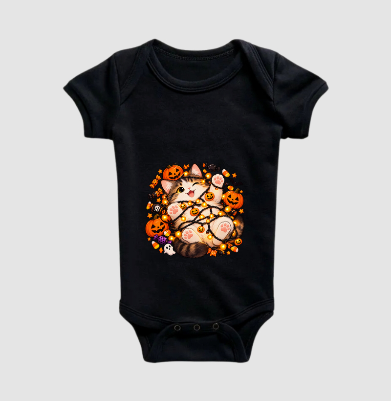Gatoween - Enrolado na Decoração - Body Infantil