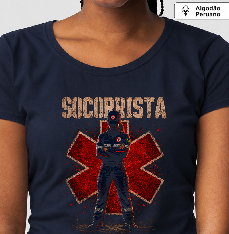 Socorrista Hero Mulher - Camiseta Algodão Peruano