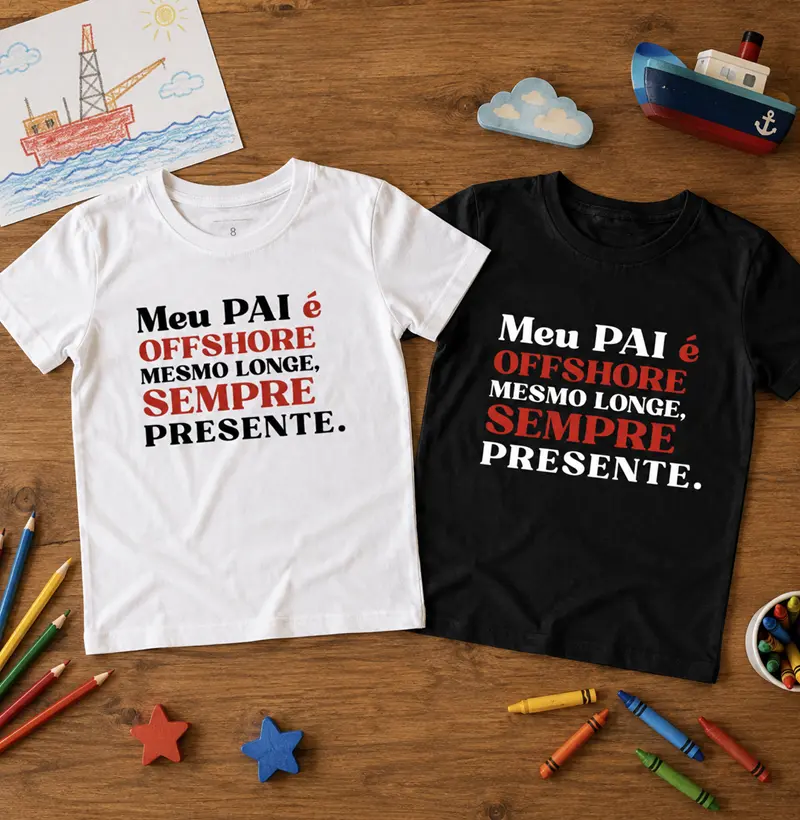 1 camiseta Infantil - Meu Pai Offshore é Sempre Presente