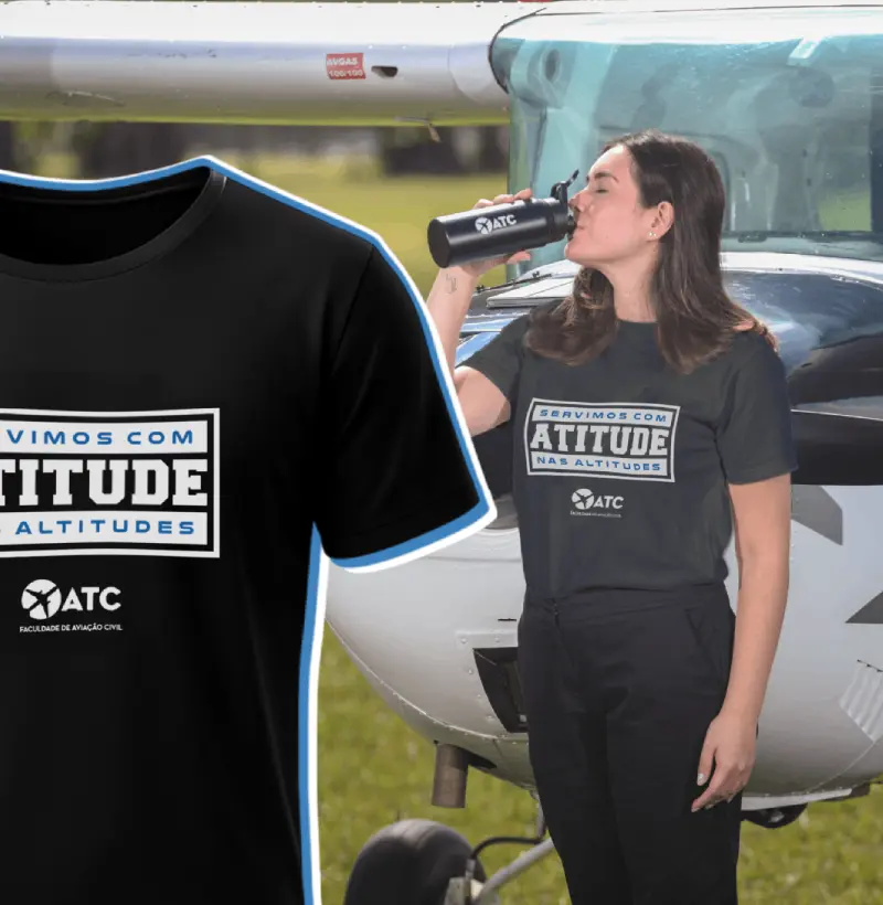Camiseta "Servimos com atitude nas altitudes!" - Linha Pilotos ATC