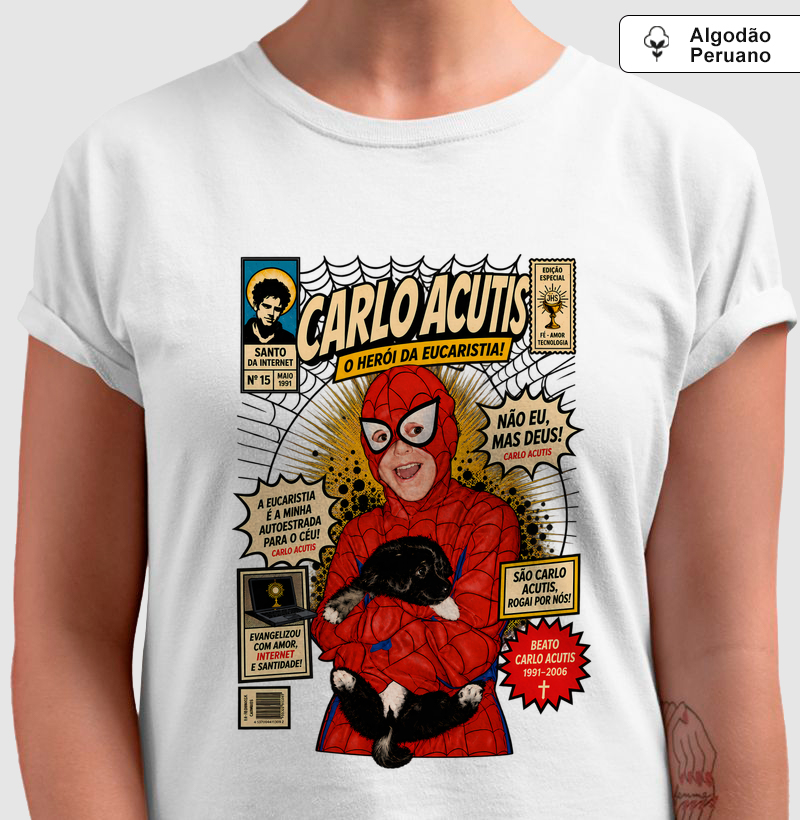  São Carlo Acustis - O Homem-Aranha - Algodão Peruano - Camiseta Algodão Peruano