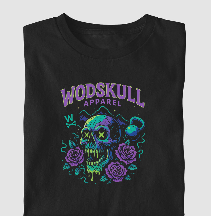 Camiseta Wodskull Rosas E Caveira