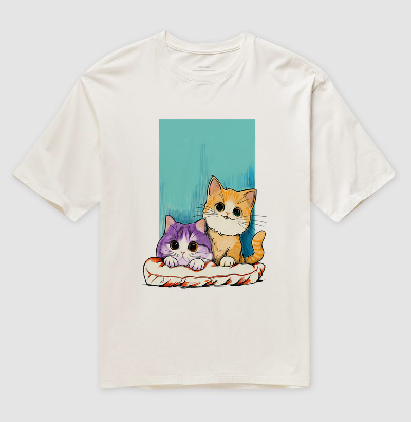 Camiseta Oversized Gatinhos