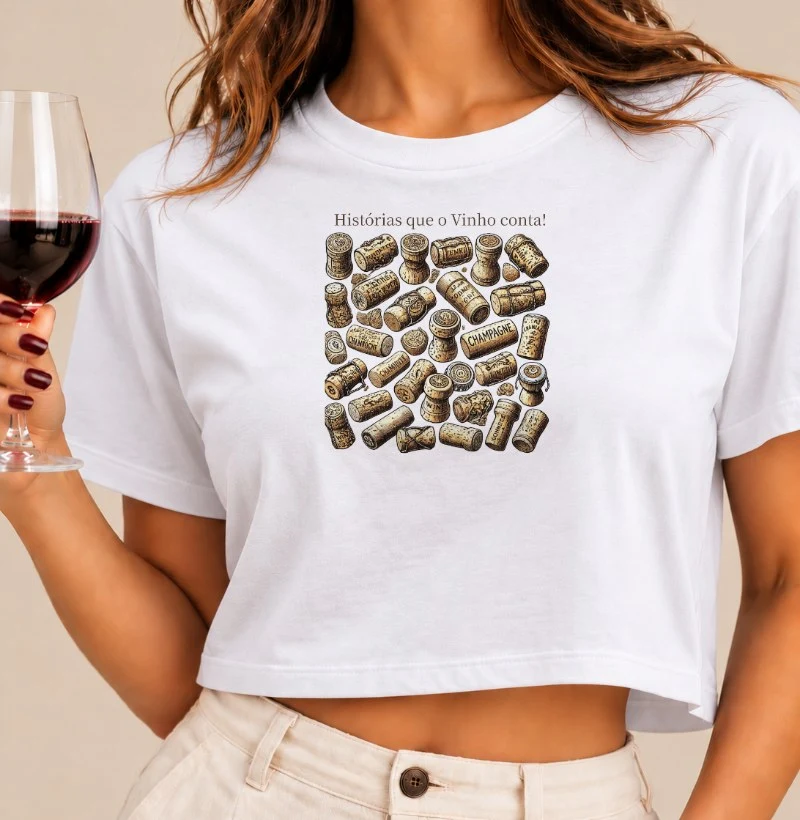 Camiseta Cropped Histórias em cada Rolha - Cropped