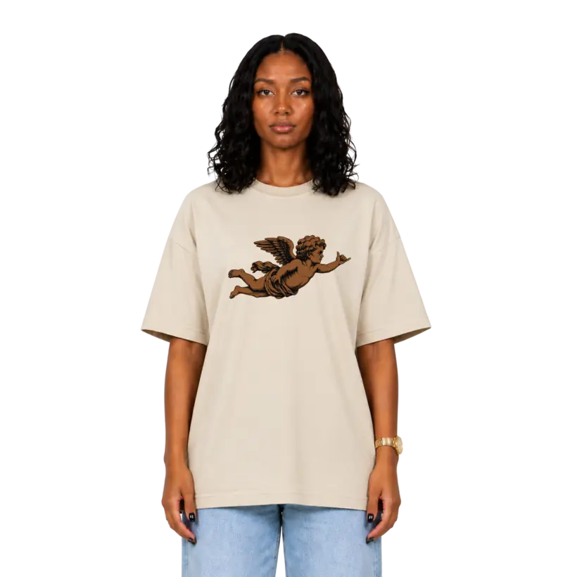 Camiseta Oversized Unissex Areia Caramel Cherub