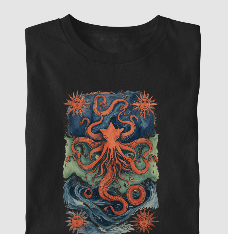 Fundo do mar - Polvo - Algodão 30.1 