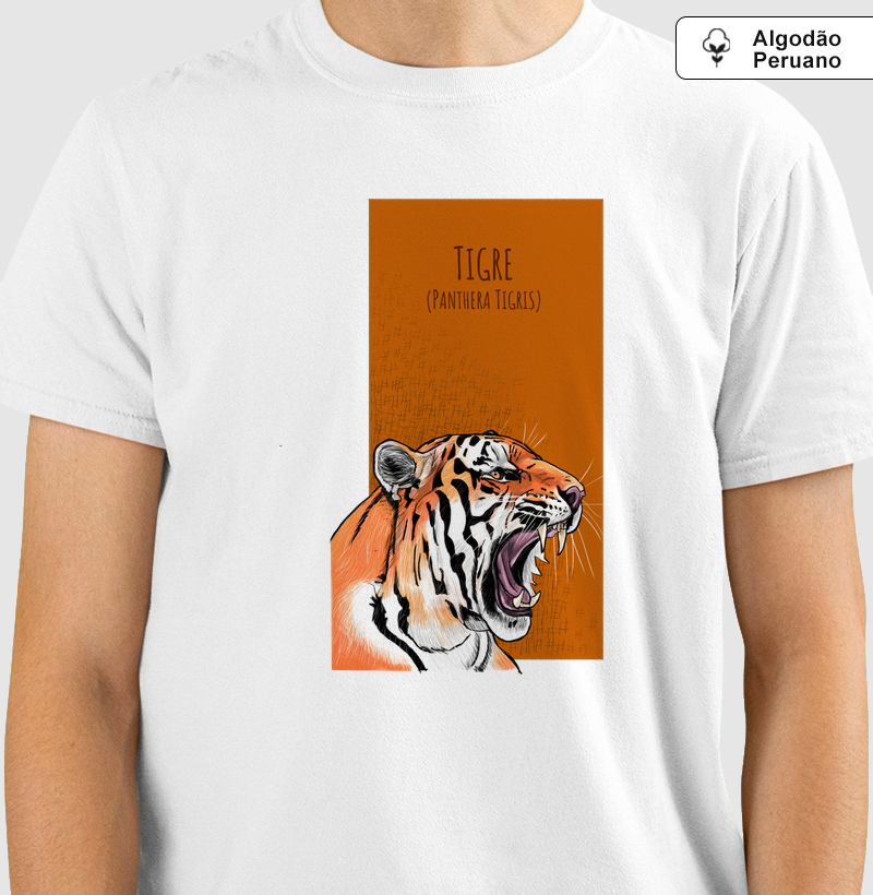 Camiseta Algodão Peruano Tigre - Camiseta Algodão Peruano