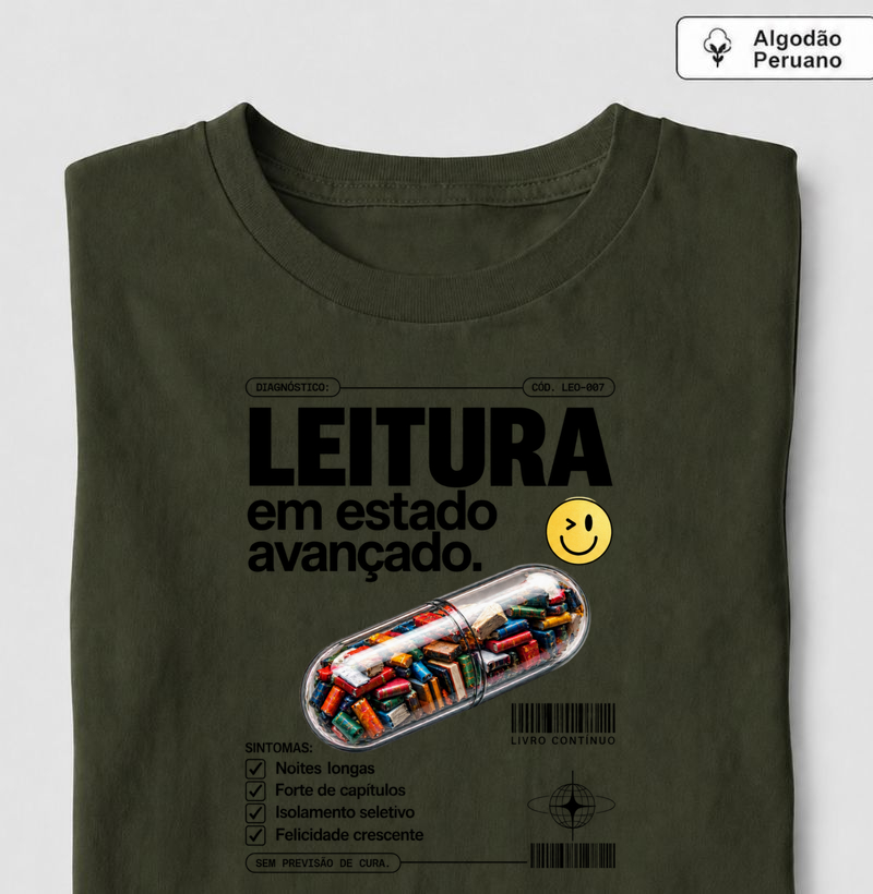 Leitura em estado avançado - Camiseta Algodão Peruano