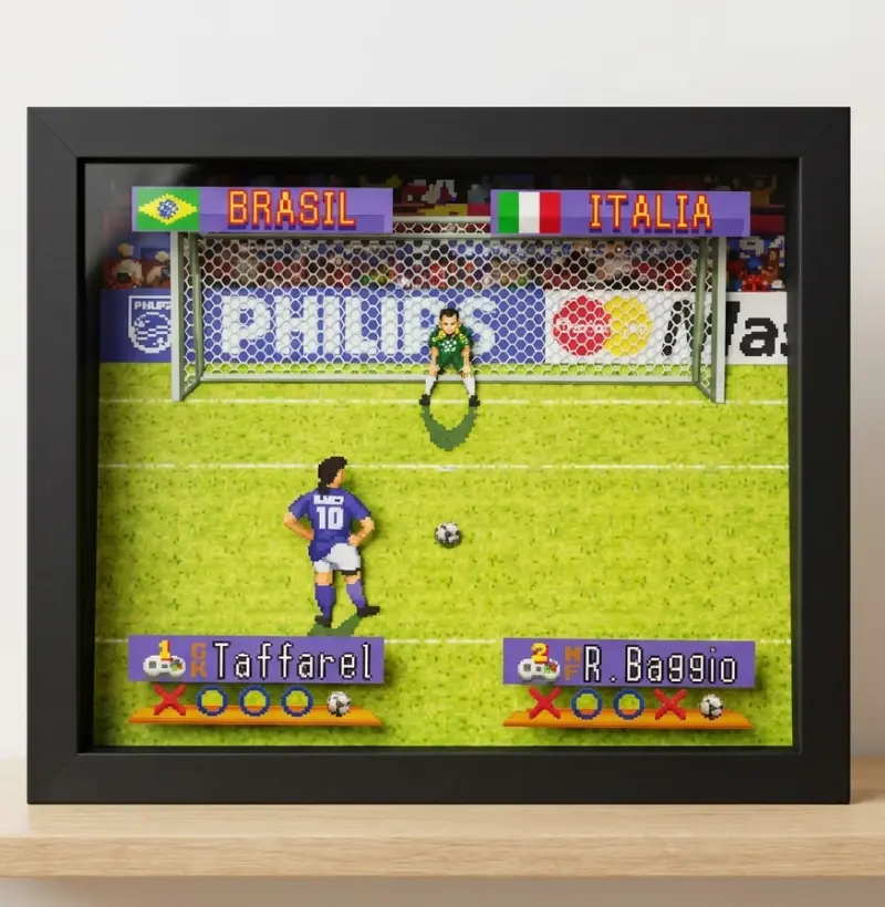 Quadro Diorama Tetra + Camisa Taffarel Pixels