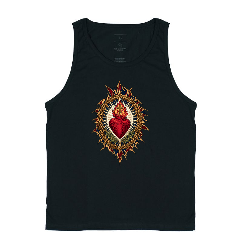 Sagrado Coração - Rasgo Redenção Coroa - Cristo Vivo - Regata