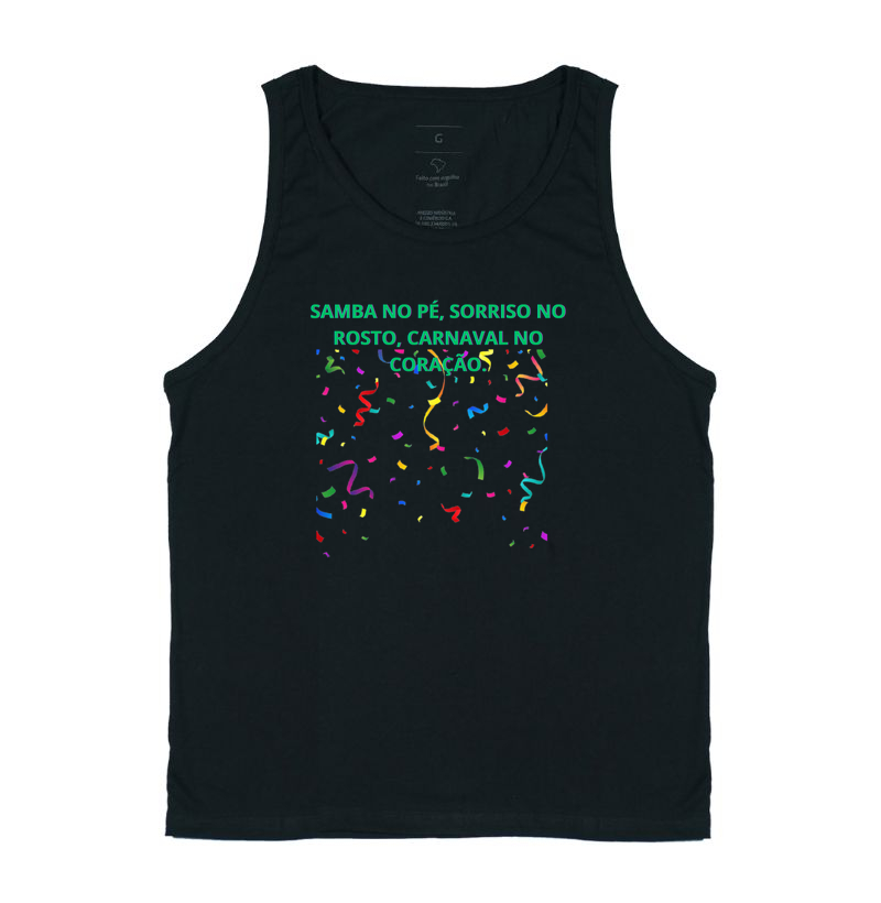 camiseta samba no pé, sorriso no rosto, carnaval no coração
