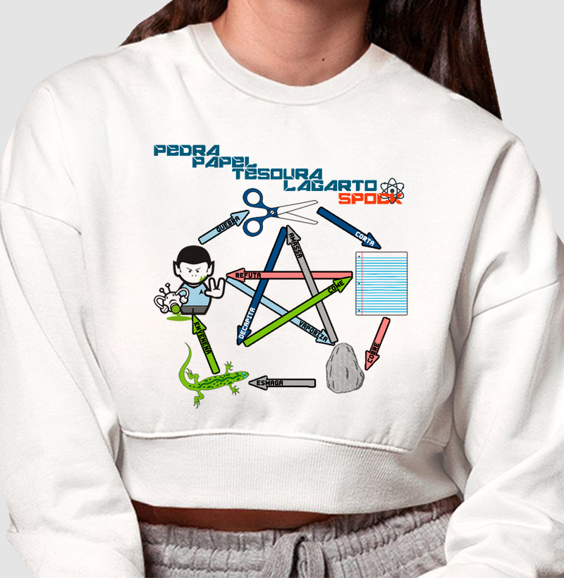 Pedra, Papel, Tesoura, Lagarto, Spock - Cropped Moletom