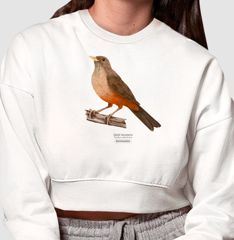 Inky Aves - Sabiá-laranjeira - Moletom Cropped
