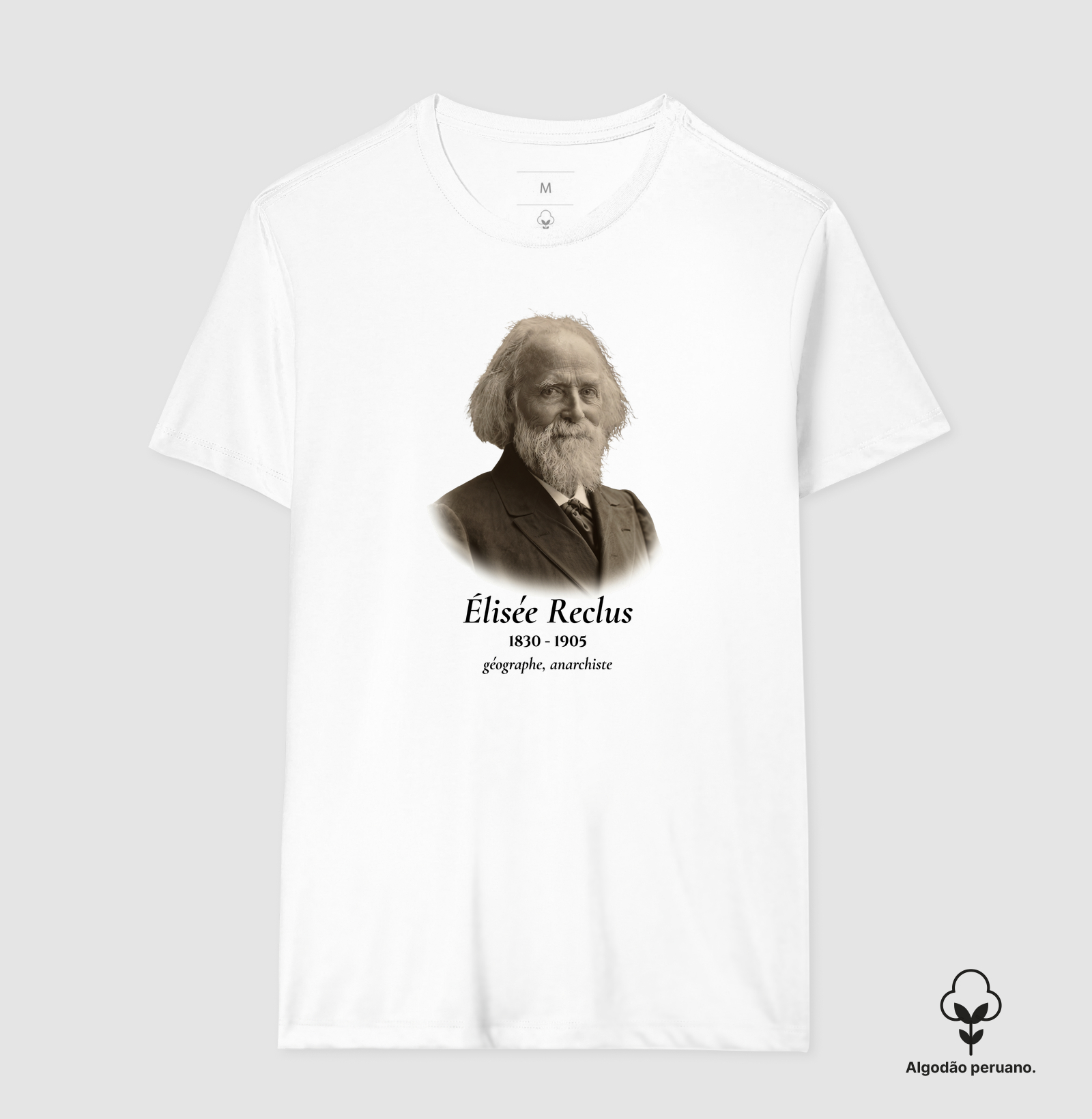 Élisée Reclus - Camiseta Algodão Peruano