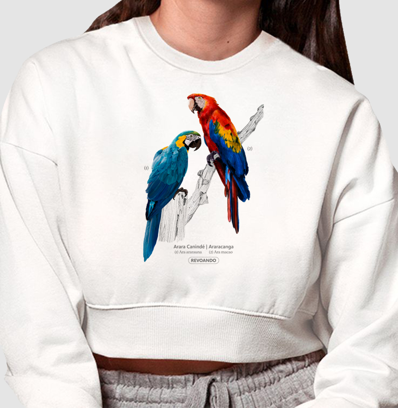 Aves do Brasil - Arara Canindé e Araracanga - Moletom Cropped