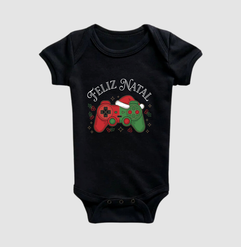 Feliz Natal Gamer Controle - Body Infantil