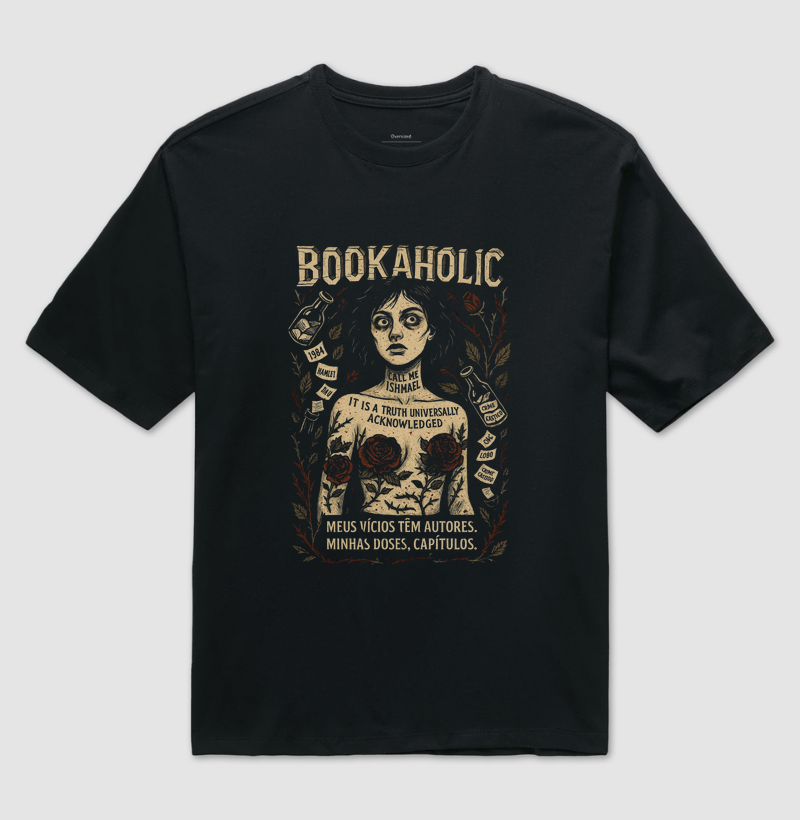 BOOKAHOLIC – CAMISETA MEUS VÍCIOS TÊM AUTORES