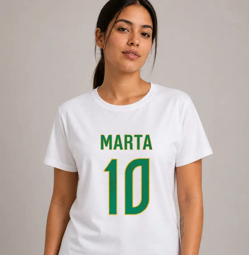 feminina de futebol estampa "marta 10" joga bonita