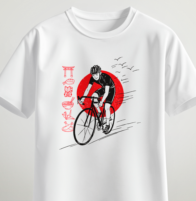 Desenho oriental ciclista