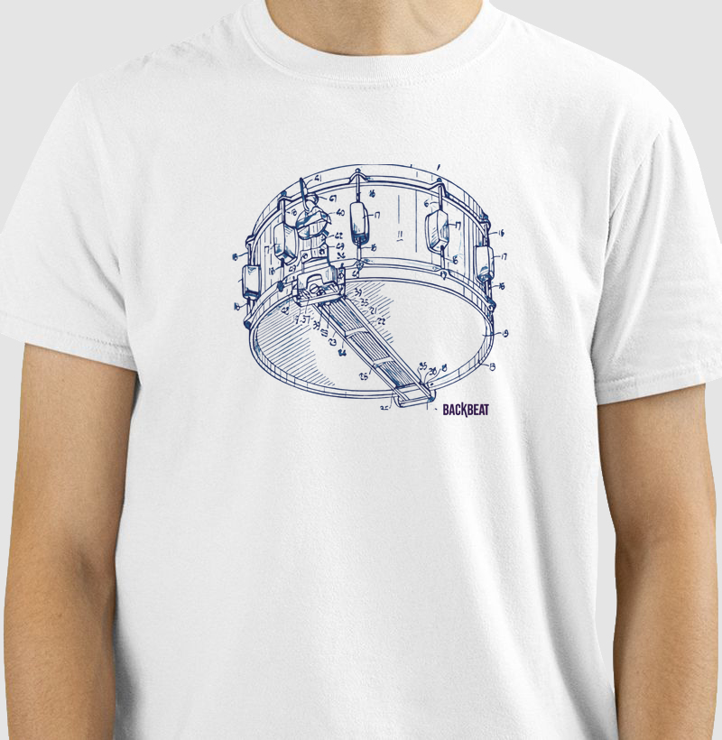 Camiseta Backbeat Classic Snare Line - Branca