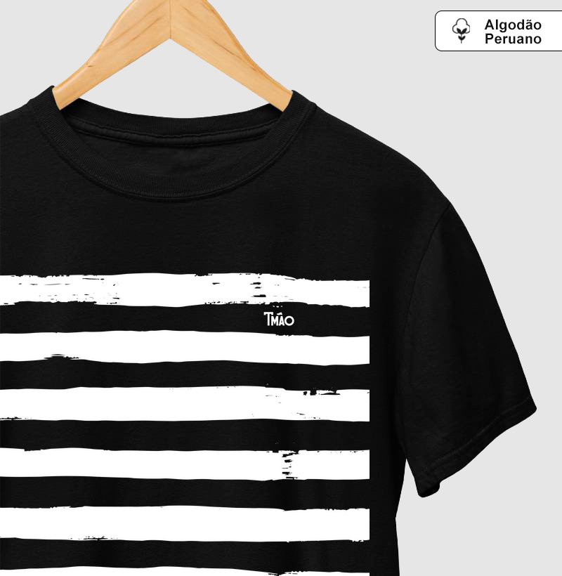 Camiseta Algodão Peruano - Listras Alvinegras
