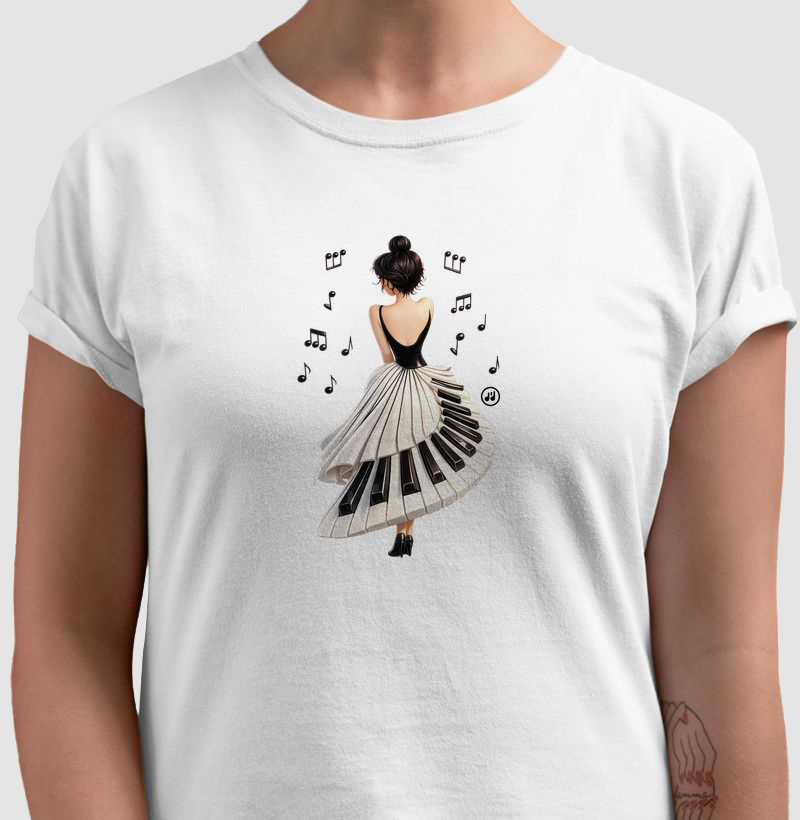 Bailarina vestindo teclas