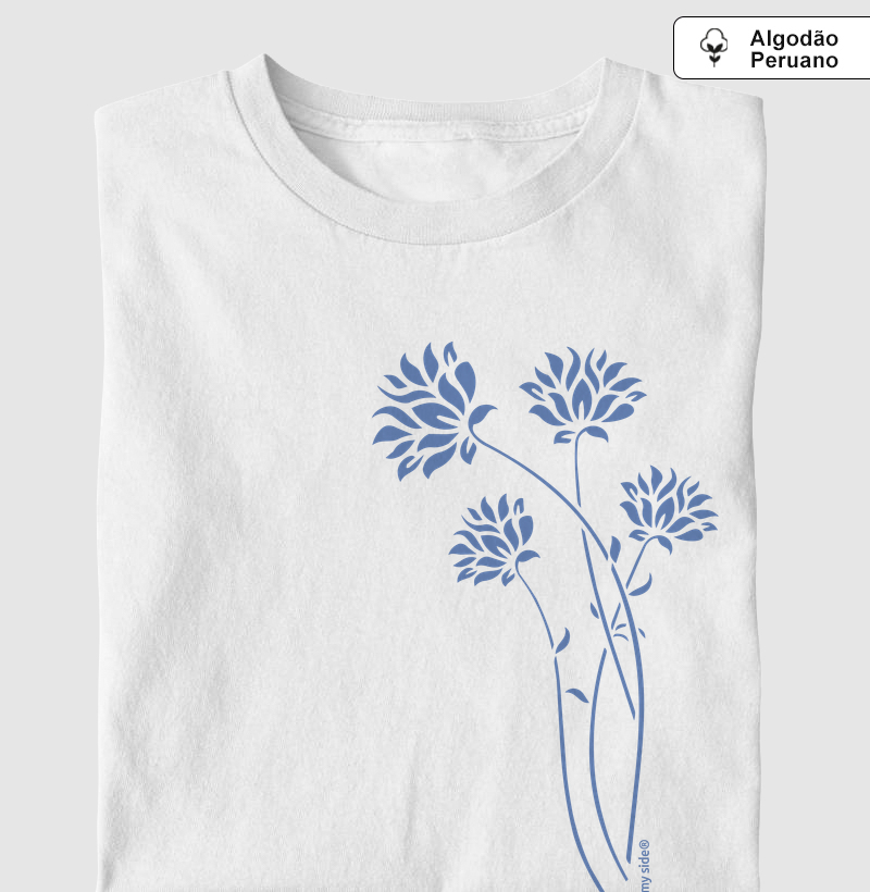 Flores Azuis Delicadas - Algodão Peruano