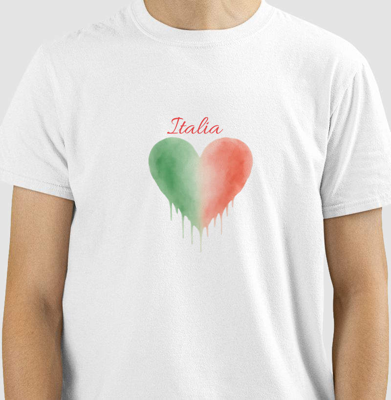 Italia – Camiseta com coração em aquarela