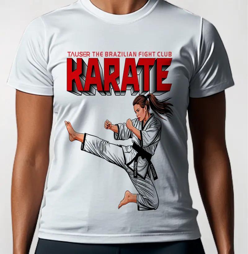 Camiseta Feminina 100% algodão, estampa Karate