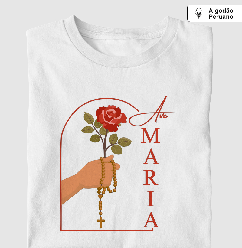 Ave Maria e a Rosa - Algodão Peruano