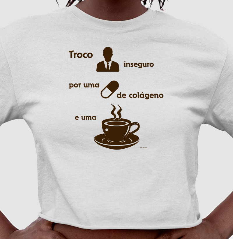 Troco homem inseguro por uma pílula de colágeno e uma xícara de café