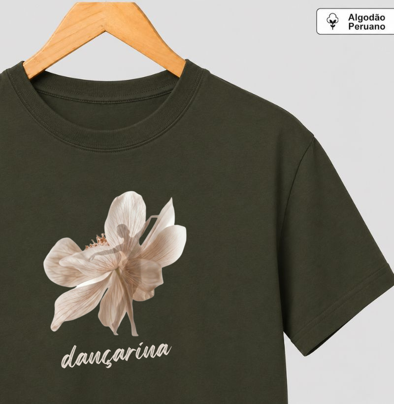 Flor Dançarina - Camiseta Algodão Peruano