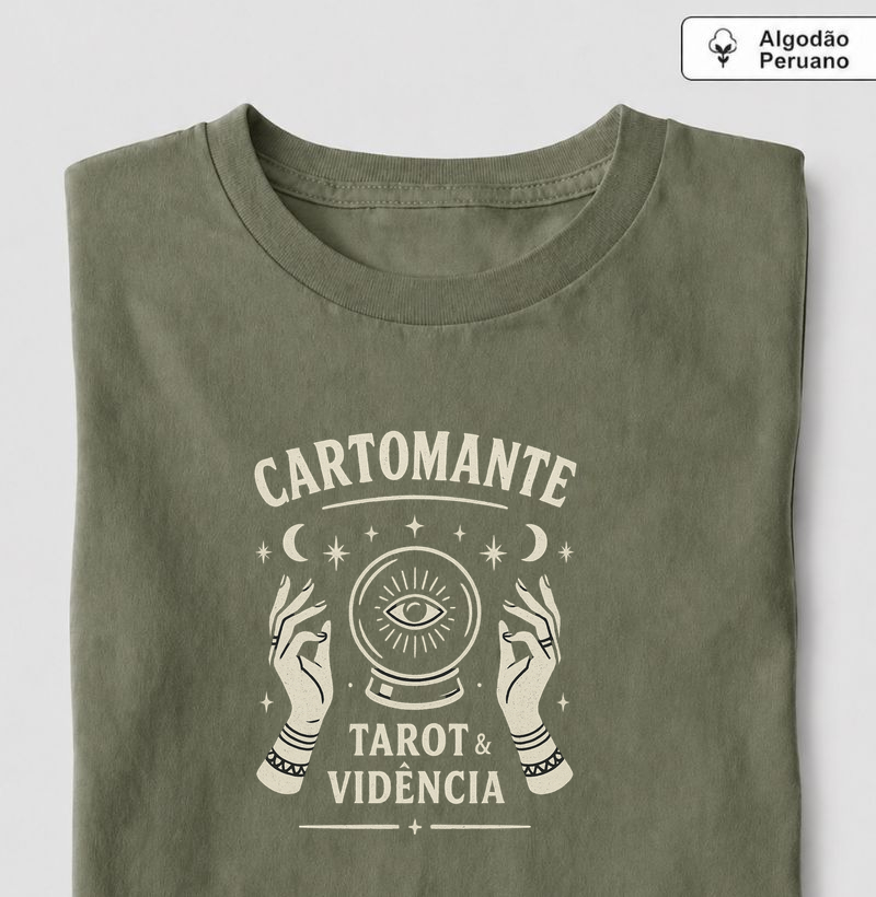 Cartomante, Tarot e Vidência - Camiseta Algodão Peruano