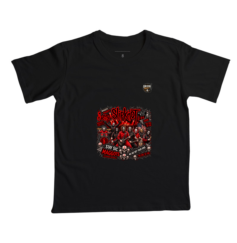 Camiseta Nu Metal Rock com Estampa Slipknot, Skull e Visual Dark - Camiseta Infantil