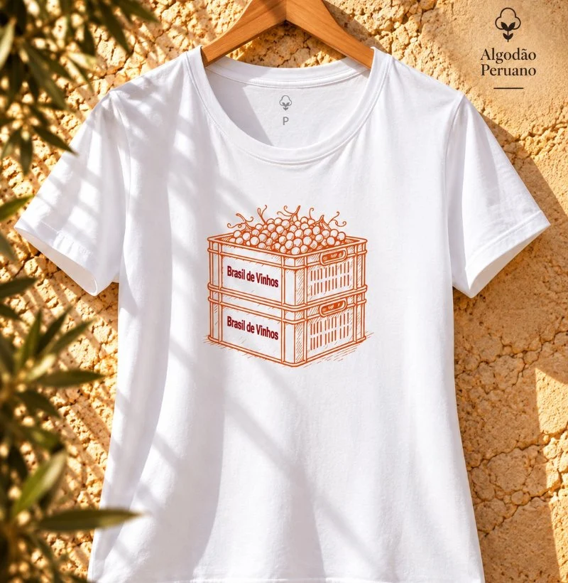 Camiseta Brasil de Vinho - Caixa Laranja - Camiseta Algodão Peruano