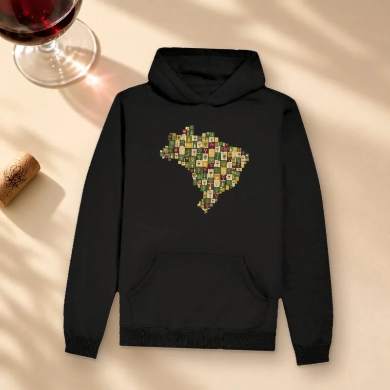 Hoodie Moletom "Brasil, Terra dos Vinhos" - Hoodie Moletom