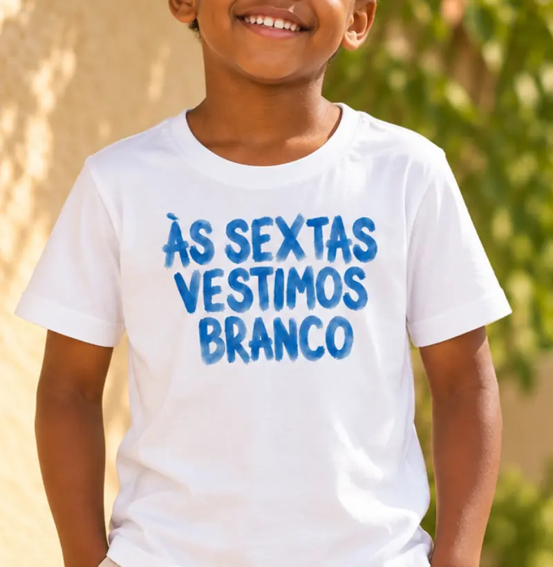 ÀS SEXTAS VESTIMOS BRANCO (NOVA) - Camiseta Infantil