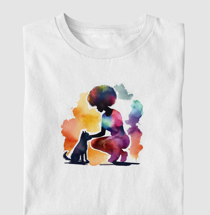 Mulher e Cachorro Aquarela