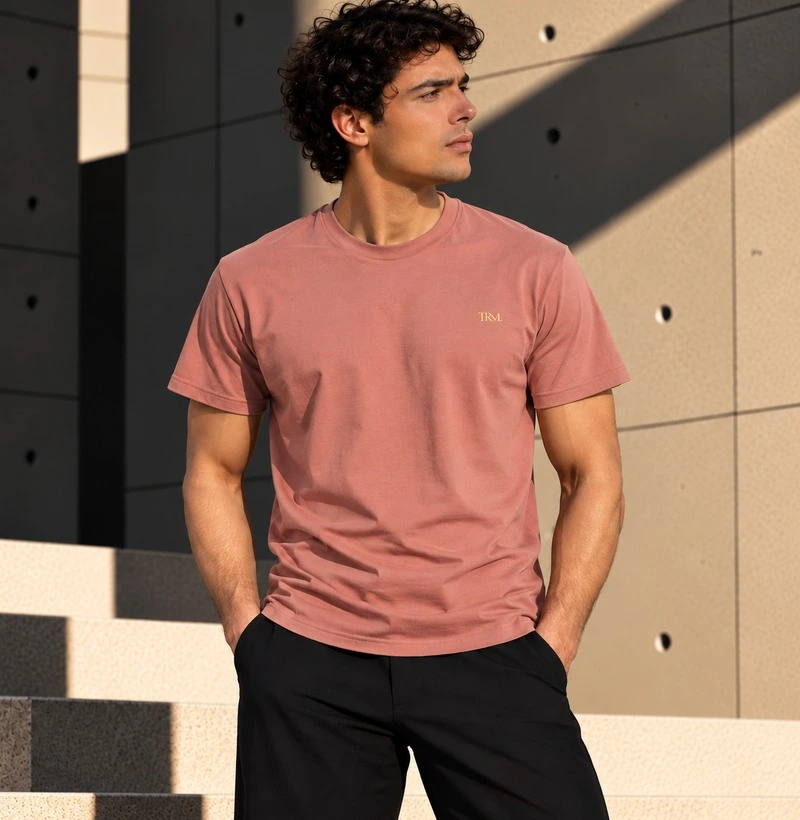 Camiseta Básica Masculina Rosê TRM Timeless - Camiseta