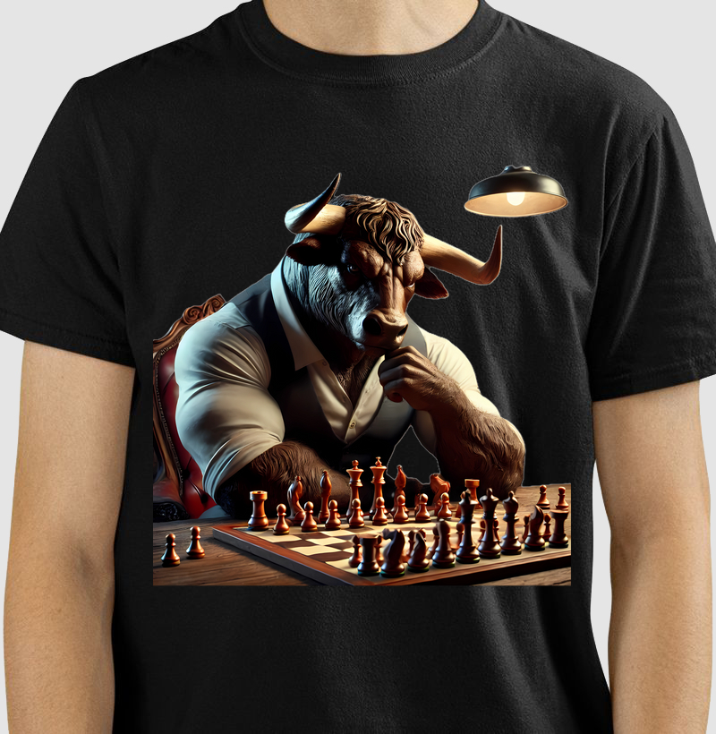 Touro jogando xadrez