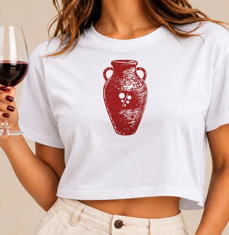 Camiseta Brasil de Vinhos - Ânfora Vinho - Cropped